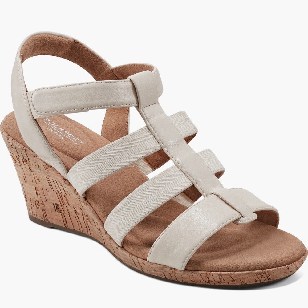 Rockport Women's Cream Wedge Sandals